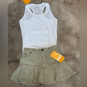 NWT Girl’s Gimos Skirt Size 8 and White Racer Back Tank Top Size 6